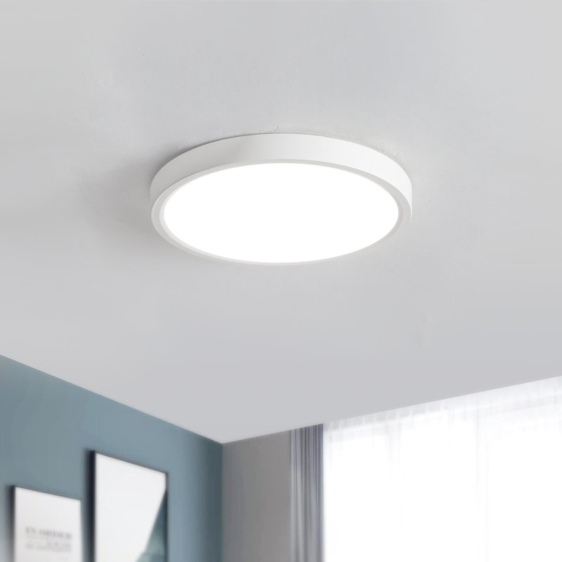 Boncho LED Flush Mount, White, 0.9" H x 9.06" W x 9.06" D