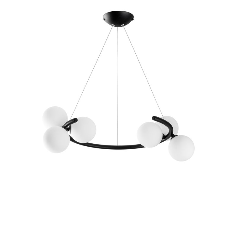 Lustre réglable élégant, structure en métal noir, 21,7 po x 19,7 po x 45,3 po | 6 x douilles G9 Max 8W (ampoules non incluses) | Parfait pour le salon, la salle à manger et le vestibule | Certifié IP20, hauteur réglable de 35 à 45,3 pouces