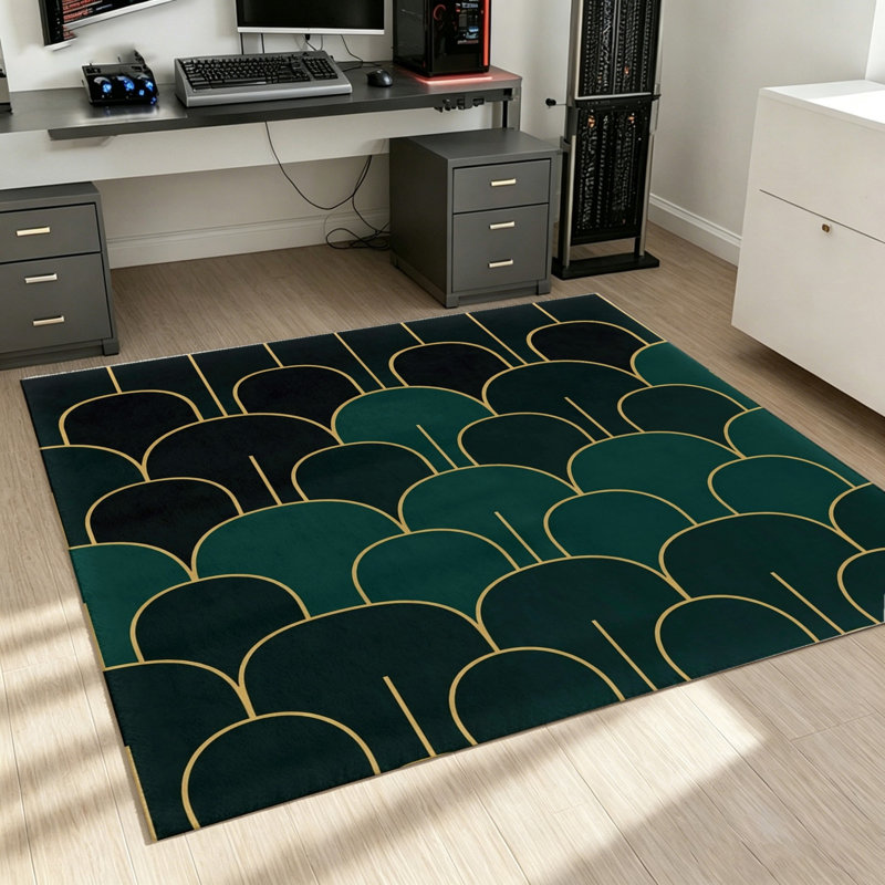 Abstract Geometric Area Rug, Non-Slip Machine Washable Indoor Floor Mat, Modern Wave Pattern for Living Room, Bedroom, Entryway, Home Office and Dining Spaces