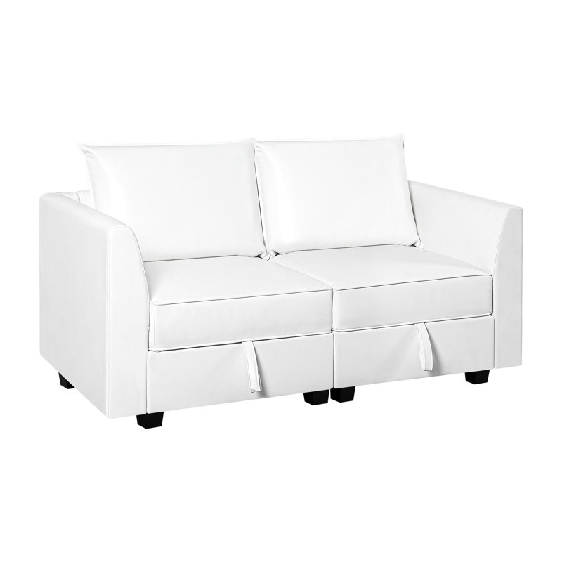 Canapé modulaire Rudolfina, Cuir vif blanc éclatant