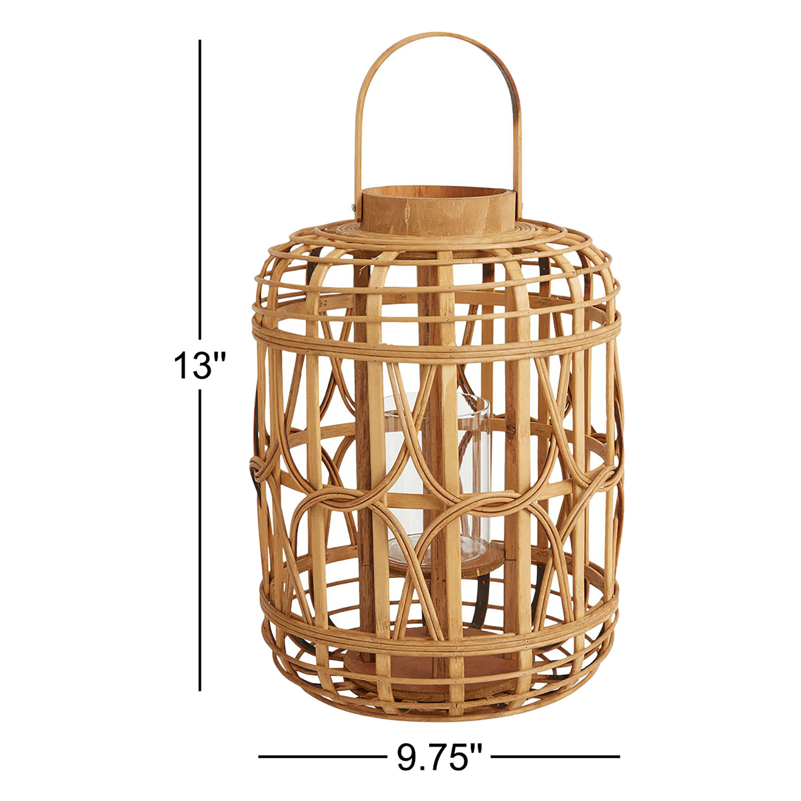 Latonia Wood Lantern Candle Holder, 13" H x 9.75" W x 9.75" D
