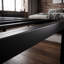 Structure de lit double en acier noir avec rangement sous le lit, sans sommier tapissier-1038563772