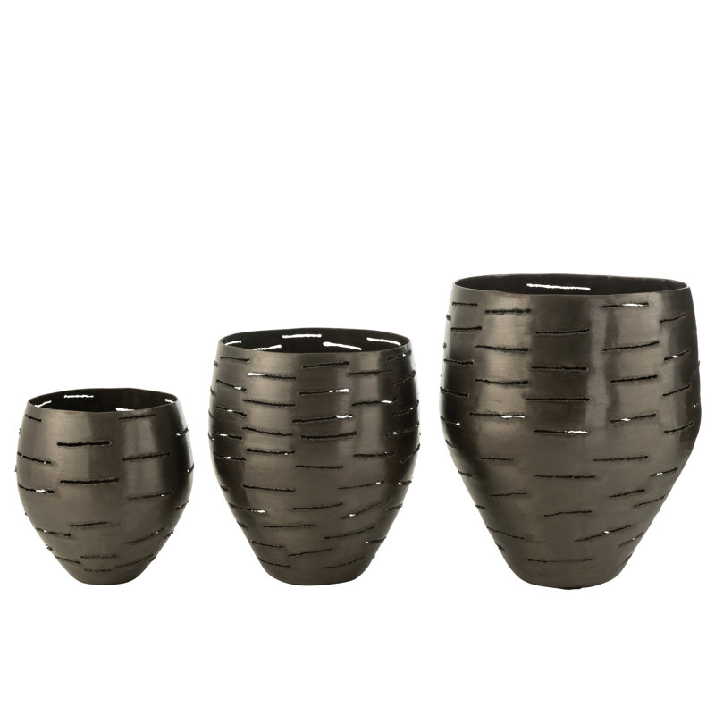 3 Piece Glass Hurricane Set, Black