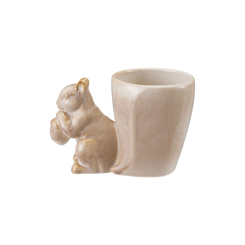 Reactive Glaze Stoneware Vase with Squirrel