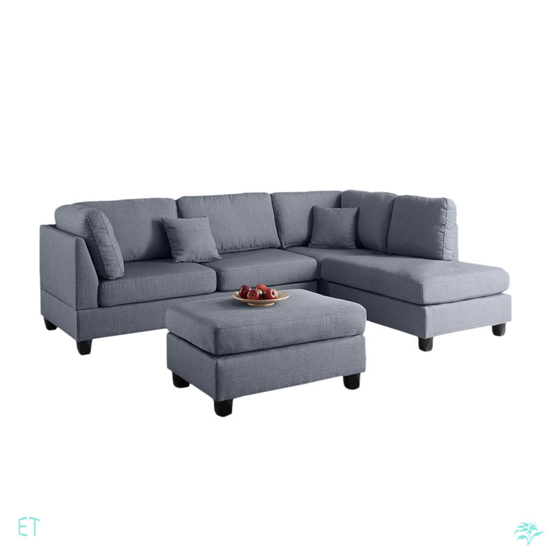 Polyfiber Reversible Sectional Sofa With Ottoman