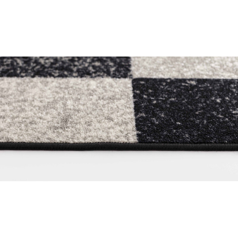 Mistie Non-Slip Geometric Indoor Doormat, Rectangle 57 x 90cm, Black/White