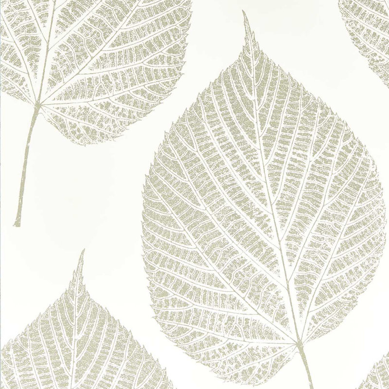 Leaf 10.05m x 52cm Wallpaper Roll, Chalk/Silver