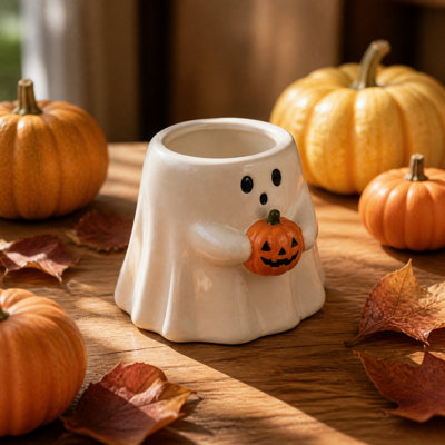 Figurine d'Halloween fantôme avec citrouille