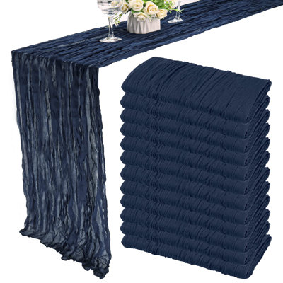 12 Pack 10ft Cheesecloth Table Runner 35x120 Inch Boho Gauze Table Runner Rustic Cheese Cloth Long Romantic Table Runners For Wedding Bridal Shower Birthday Party Table Decor