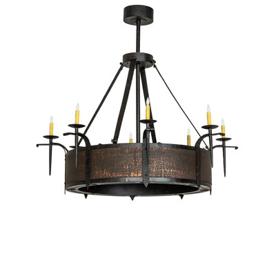 Lustre en roue de chariot à 8 lumières Haruyo