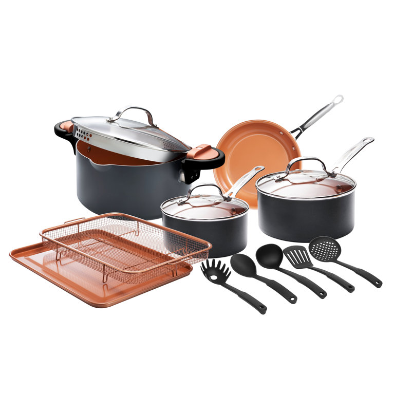 Gotham Steel Original Copper 14 Piece Ceramic Non Stick Cookware Set