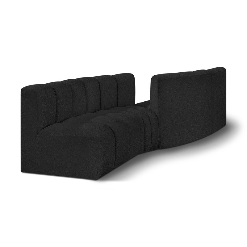 Canapé et méridienne rembourrés Iziah, Tissu bouclé noir