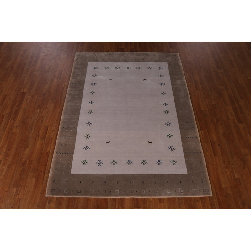 Tapis indien en laine fait à la main de style Gabbeh 5 x 7