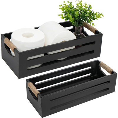 Boîte de décoration de salle de bain, 2 paniers de réservoir de toilette, rangement de salle de bain en bois