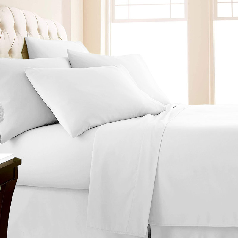 Microfiber Flatweave Sheet Set, Full Sheet Set + 1 Fitted Sheet + 4 Pillowcases, White