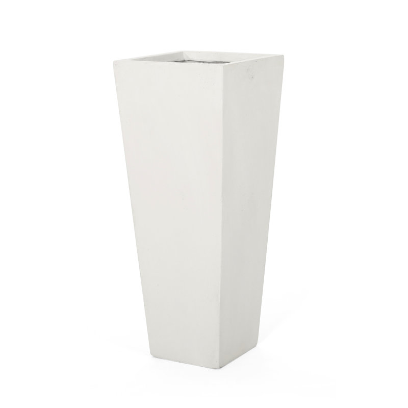 Tapered Design Planter For Outdoor - 12.68L X 12.68W 31.86H, Matte White Magnesium Oxide, Transform Your Area, No Assembly Oxide In Style 12.68In L W 31.86In H, White, Improve Garden Look,
