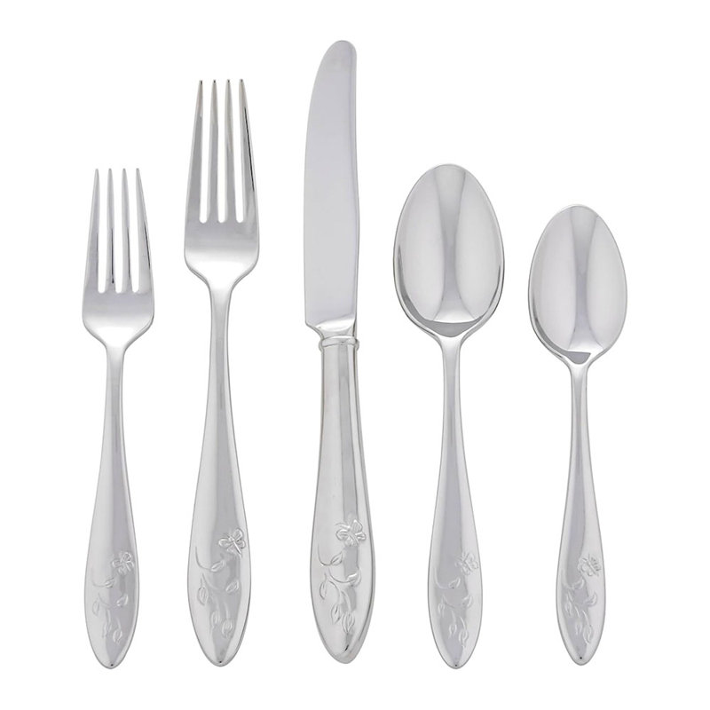  Butterfly Meadow 65-Piece Dishwasher Safe Flatware Set, Service for 12