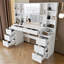 Makeup Vanity Desk With Mirror And 3 - Color Led Lighting, 59" Dressing Table 8 Drawers, Brightness Adjustable, For Women , Modern Style, White Finish, Open Storage Detachable Adjustable Lights,