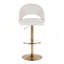 Tabouret de bar réglable avec pivot en métal doré et tissu avec repose-pieds rond en T - ensemble de 2-682798332-682798320