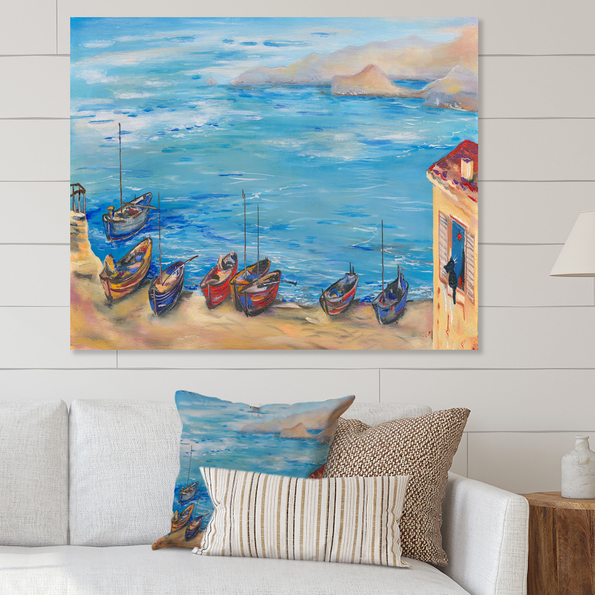 Breakwater Bay Gulf Of Naples Coastal Landscape French Country Canvas