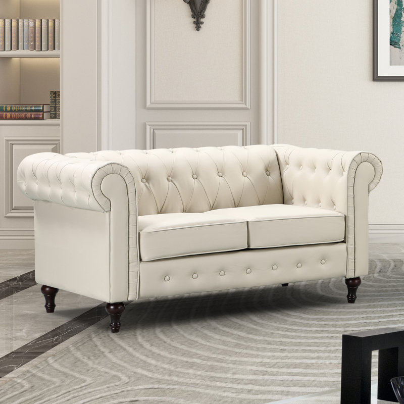 Marzano 2 Seater Faux Leather Sofa, Cream