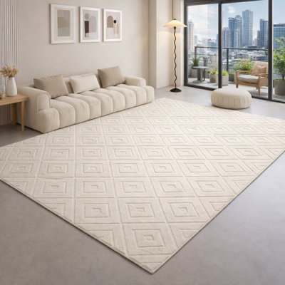 Geometric Shapes Machine Tufted Shag Area Rug