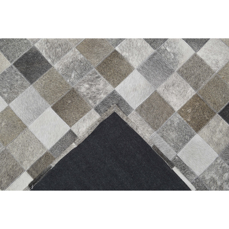 Sao Paulo Chequered Cowhide Area Rug, Rectangle 120 x 180cm