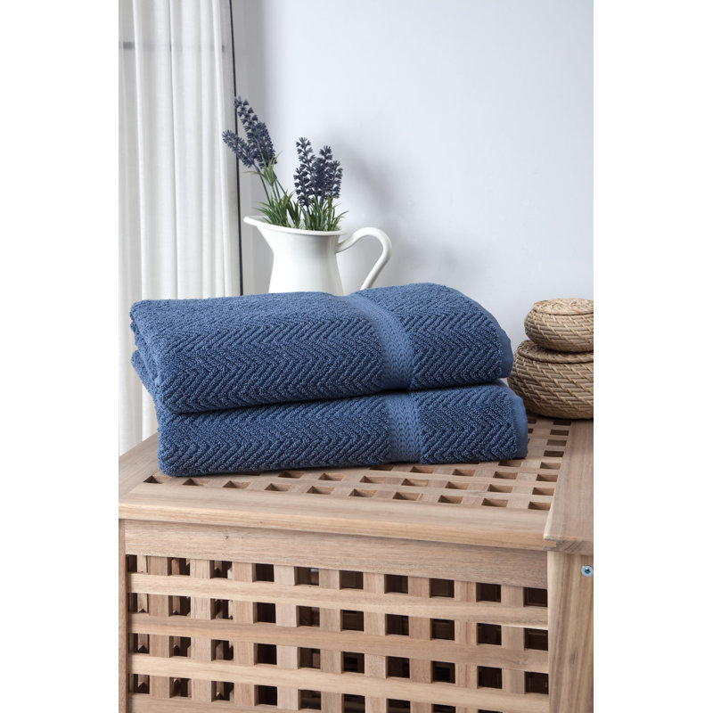 Vandewa Luxury Turkish Cotton Bath Sheet Set, Midnight Blue, Bath Sheet - 2 Pack