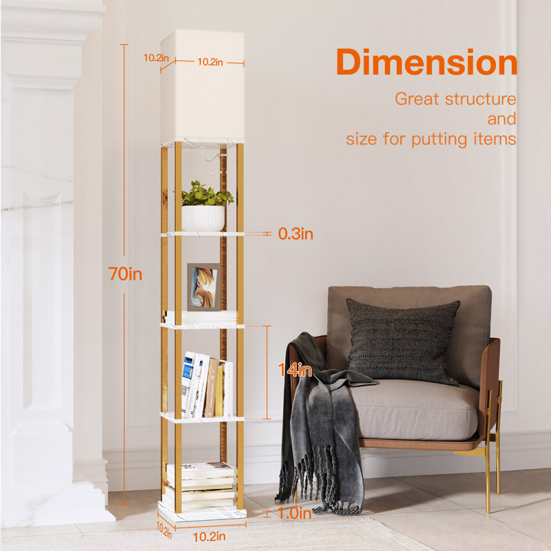 70.07'' Column Floor Lamp, Gold