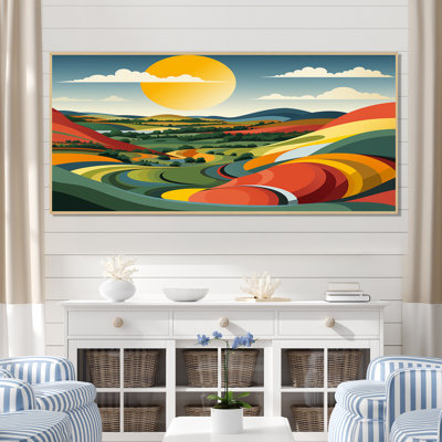 Minimaliste multicolore Meadow Field II - prairie, art mural