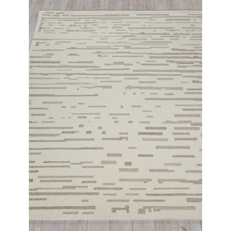 Ivory and Beige Hand-Tufted Wool 10' x 14' Rug