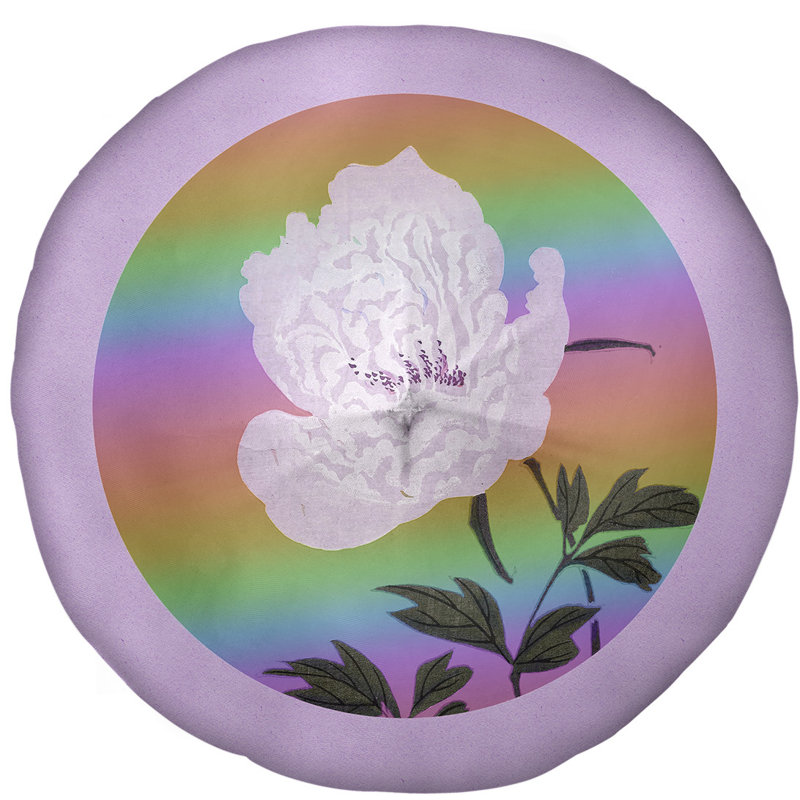 Coussin de sol pour fleurs en fleur japonaise keito sato, 31,5 po x 63 po, Pourpre / Arc-en-ciel
