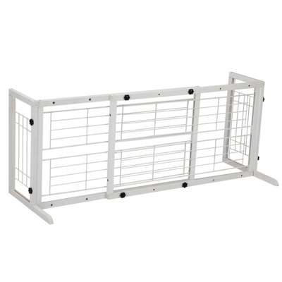 No-drill Adjustable Pet Gate, 38-60 Inch Wide, Solid Wood Pressure-mounted Design For Easy Setup In Doorways And Stairs, Warm Brown