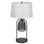 Lampe de table 31 pouces, verre noir craquelé avec veilleuse, abat-jour blanc