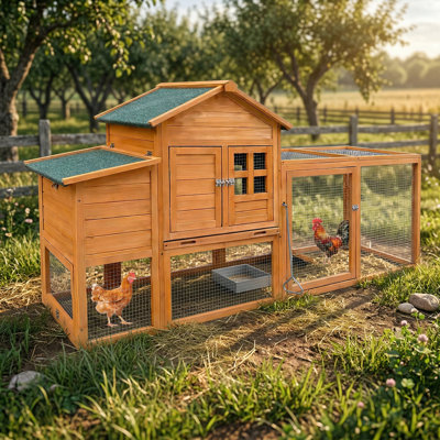80" Chicken Coop With Nest Box And Removable Tray, Hen House For 2-6 Chickens, Outdoor Weatherproof Small Animal Cages