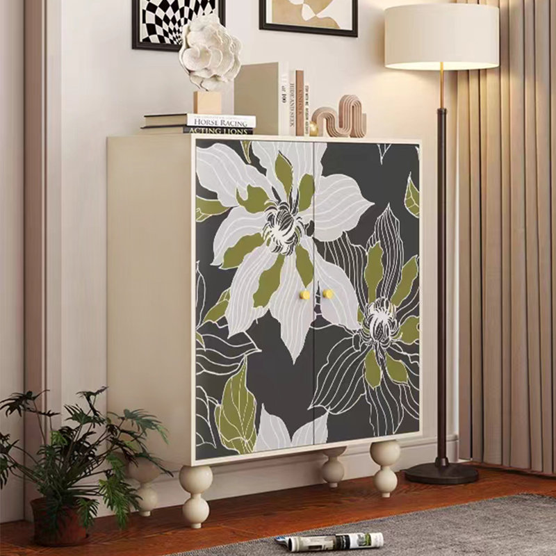 20 Pair Solid Wood Shoe Storage Cabinet, Cream