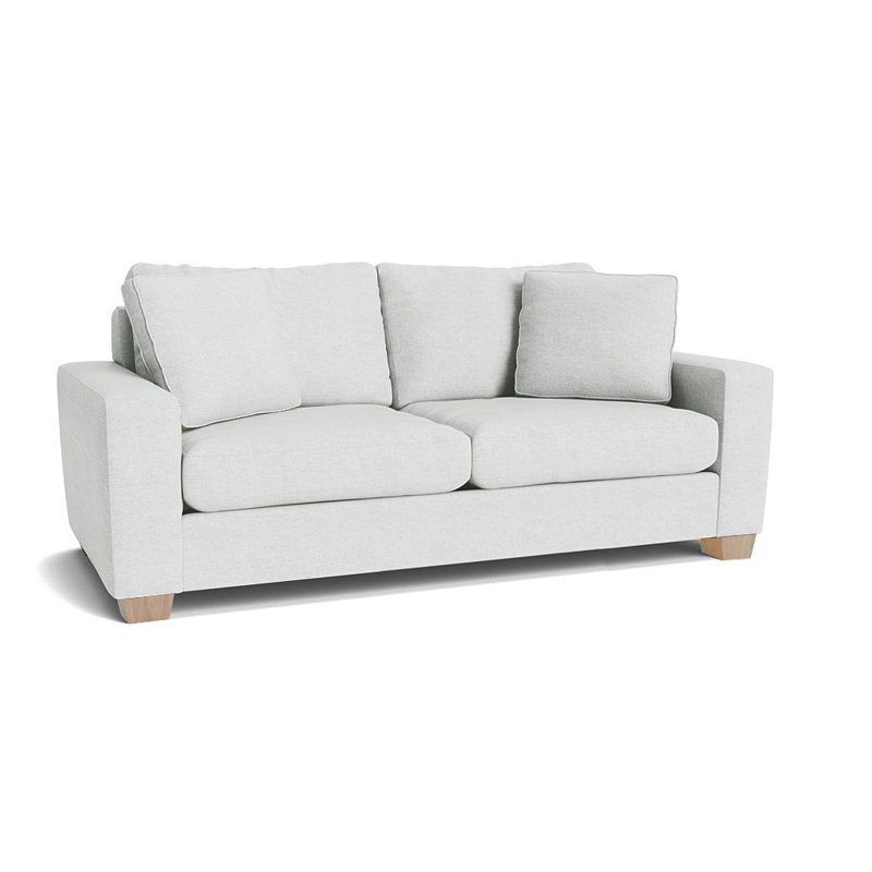 Canapé à accoudoirs carrés 79 po avec coussins réversibles Anastase, Inachevé, Neige Jango