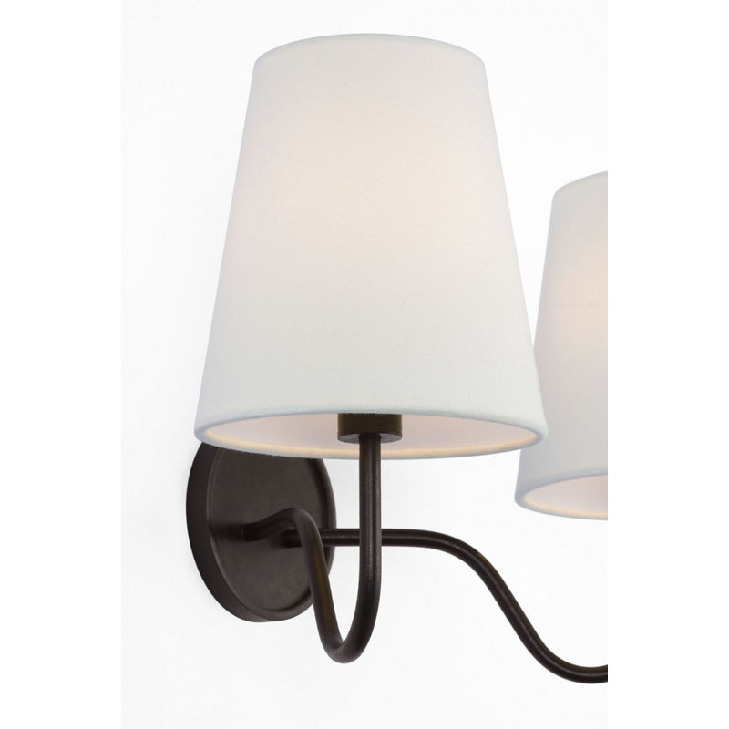 Lyndsie 11" Double Sconce with Linen Shades, Aged Iron