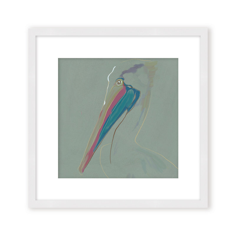 Coastal Retreat Coastal Drift: Pelican, 24" H x 24" W, Framed Matted Print, Gold