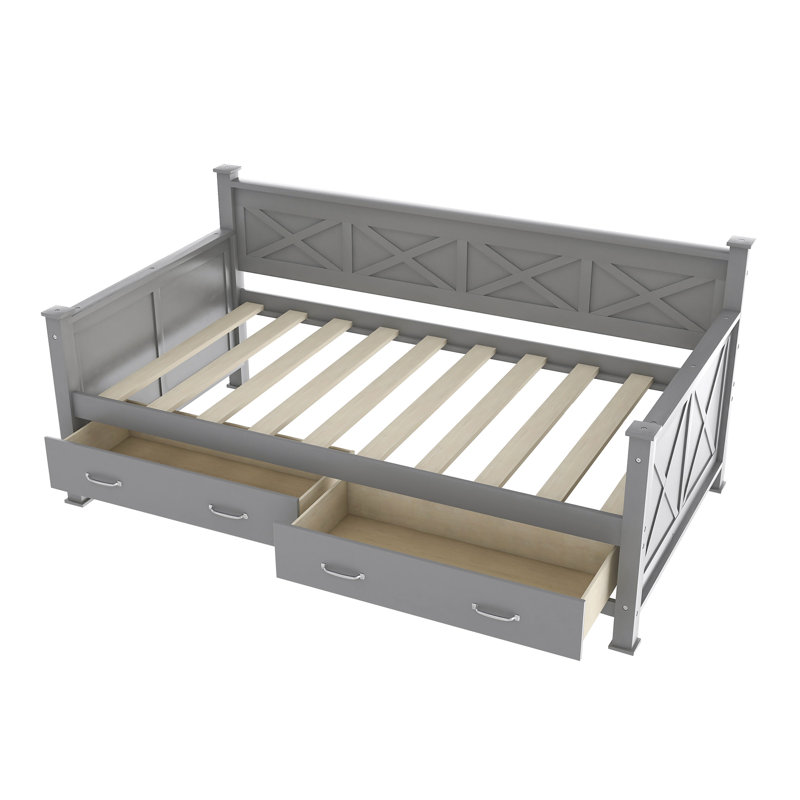 Twin Size Wooden Modern and Rustic Casual Style Daybed, Gray