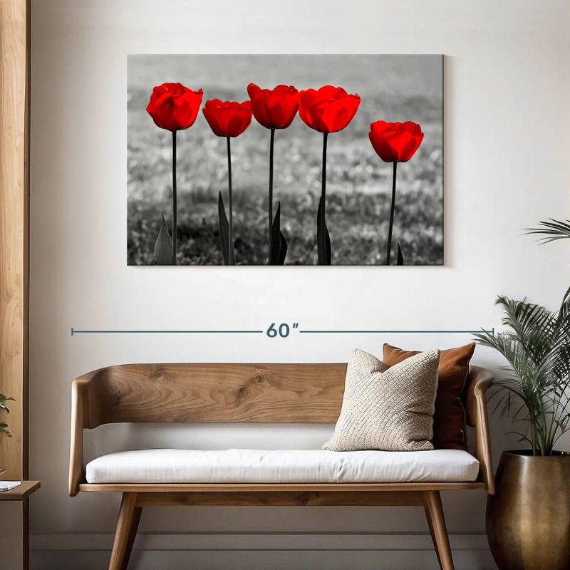 Harnek Five Red Tulips, 30" H x 45" W