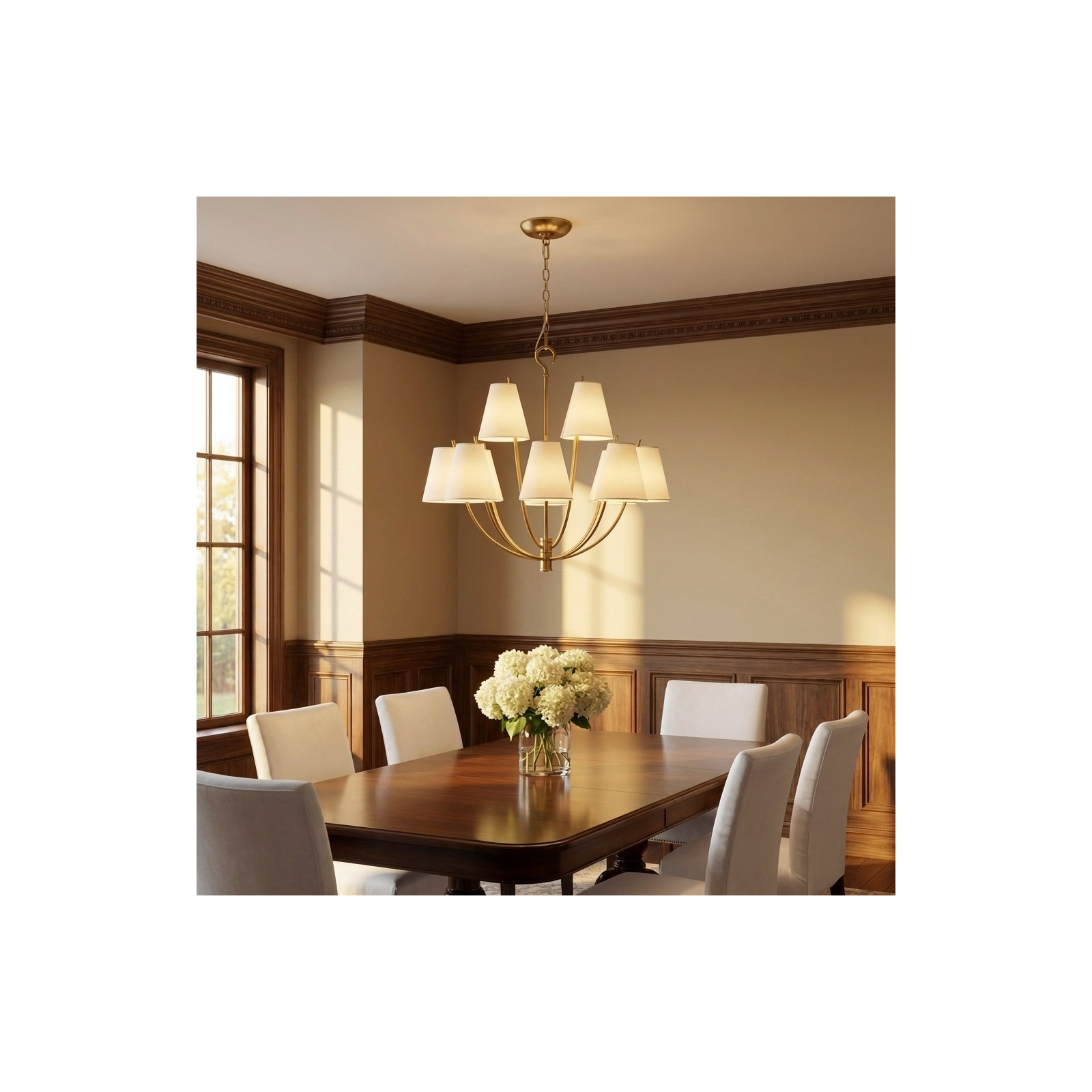 Reyes Chandelier, Burnished Brass, 116.63" H x 30" W  x 30" D