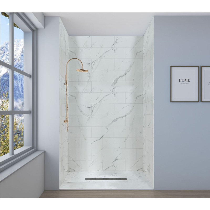 Transolid Trimslate Plus 60-in x 36-in Zero Threshold Shower Base with Center Drain, Calcite