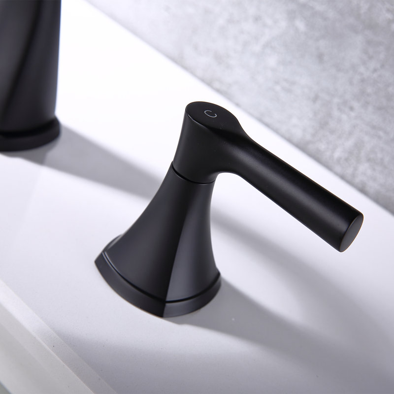 2-handle Bathroom Faucet with Drain Assembly, Matte Black