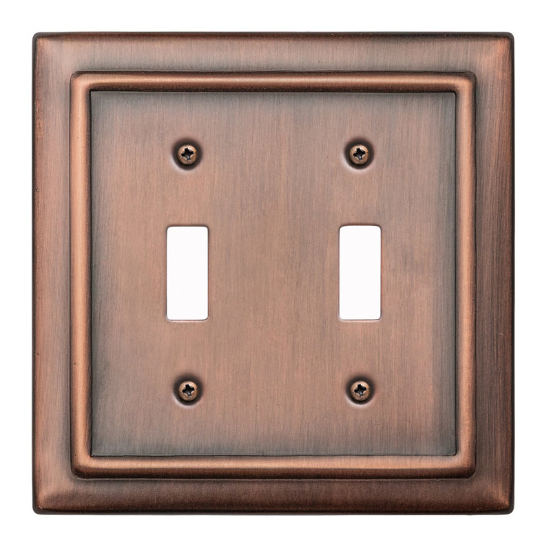 Architectural 2 - Gang Toggle Light Switch Standard Wall Plate, Copper, 2