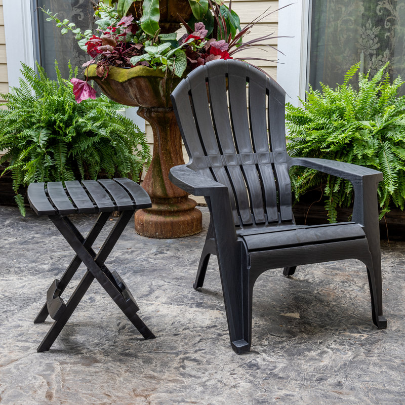 Keter Quik-Fold Side Table Durable Resin Outdoor Folding Patio End Table, Black