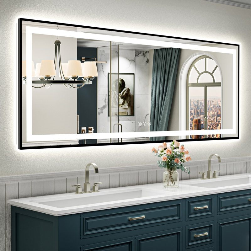 Miroir de salle de bain Matte, Rectangulaire, 84 po x 32 po