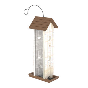 Wood Hanging Tube Bird Feeder