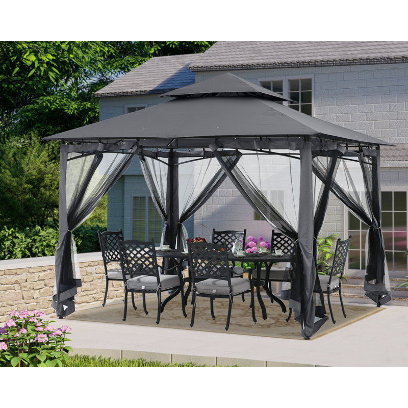 Steel Patio The Soft Roof Gazebos, Dark Gray, 11 Ft. W x 11 Ft.
