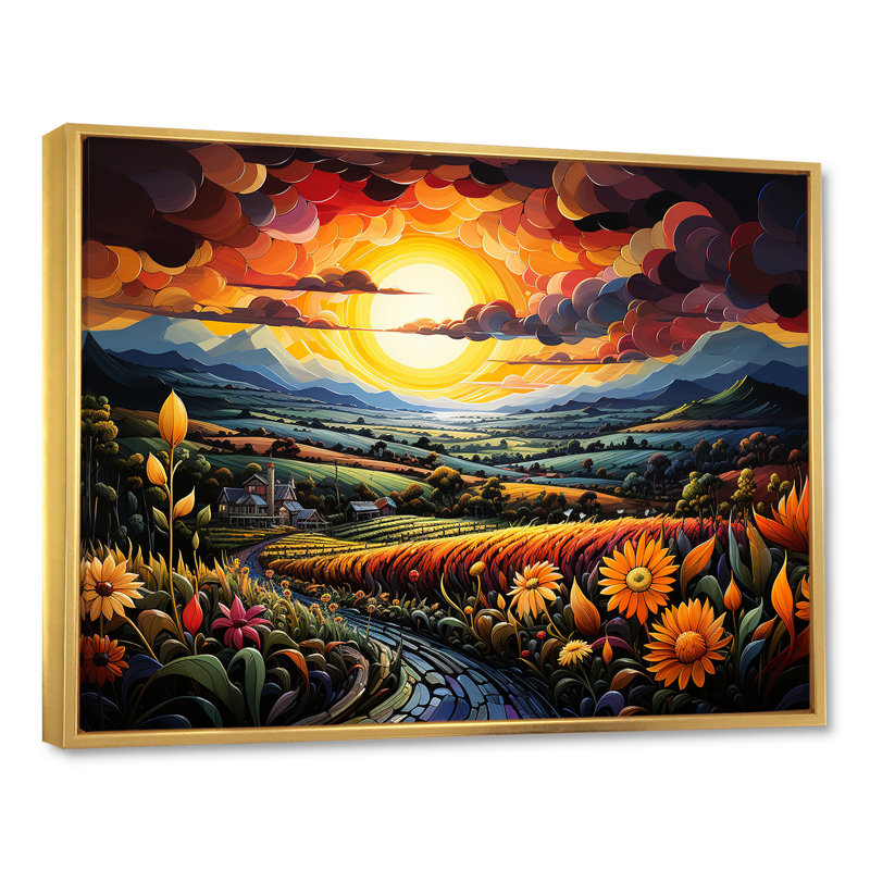 «Whimsical Magical Fields» sur impression sur toile, H 34 po x l 44 po x P 1,5 po, Cadre flottant doré